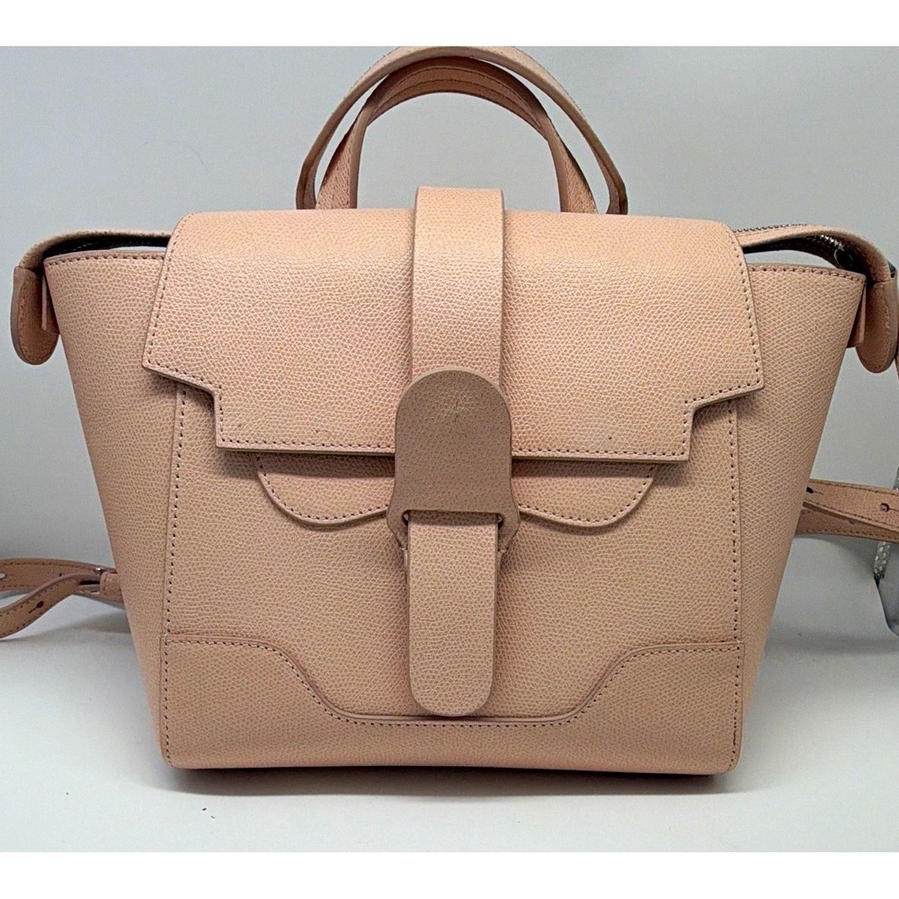 Senreve Pink Leather Mini Maestra Satchel Top Handle Pebbled Crossbody Backpack